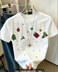 Camiseta de navidad blanca de mujer