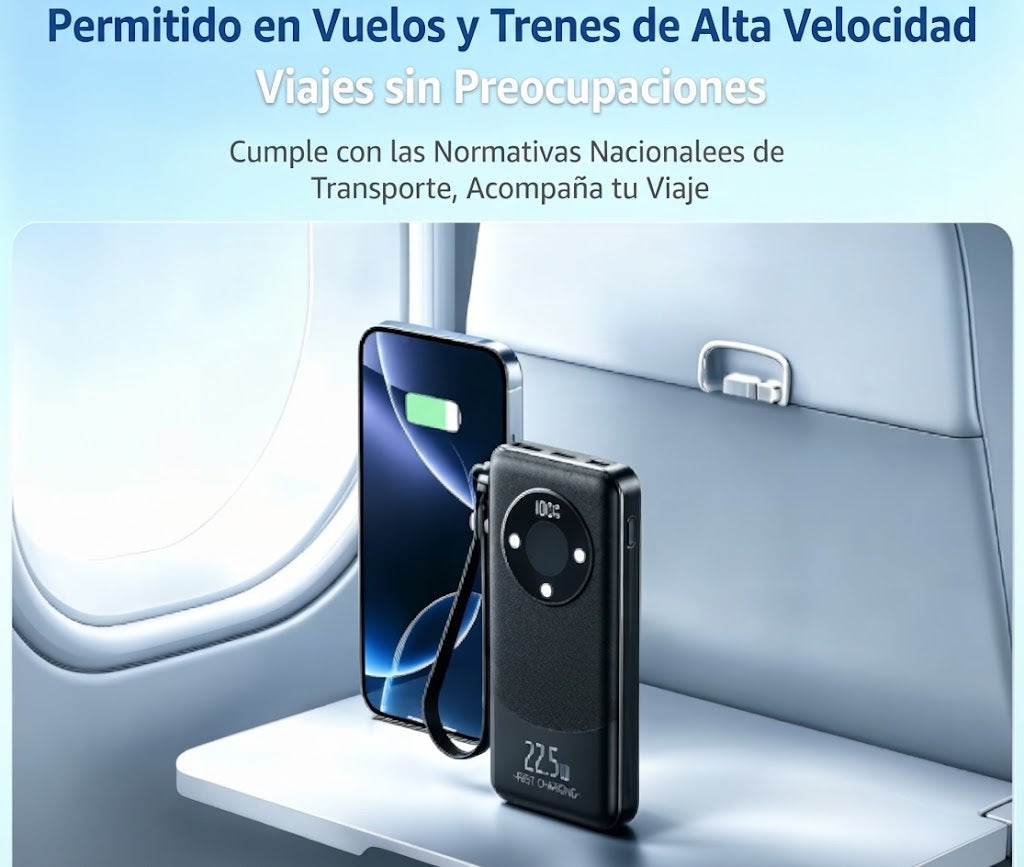 Batería Externa Ultra Delgada de 10000mAh carga Rápida Bidireccional de 22.5W