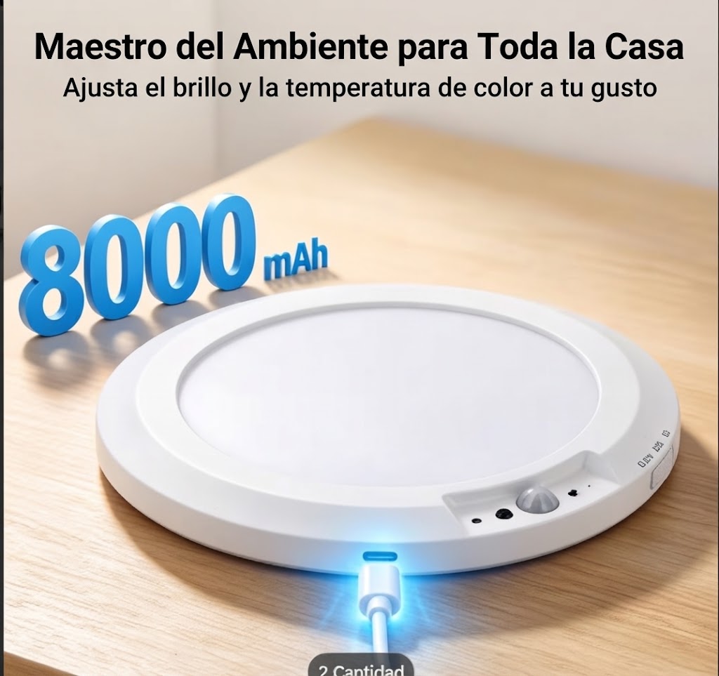 Lámparas de techo LED recargables de 1/2 piezas
