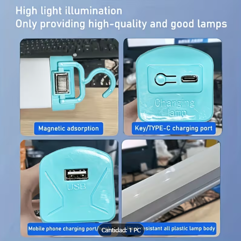Linterna y reflector portátil de mano recargable por USB