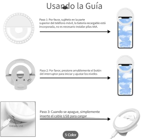 Anillo de Luz LED Recargable de Alta Calidad