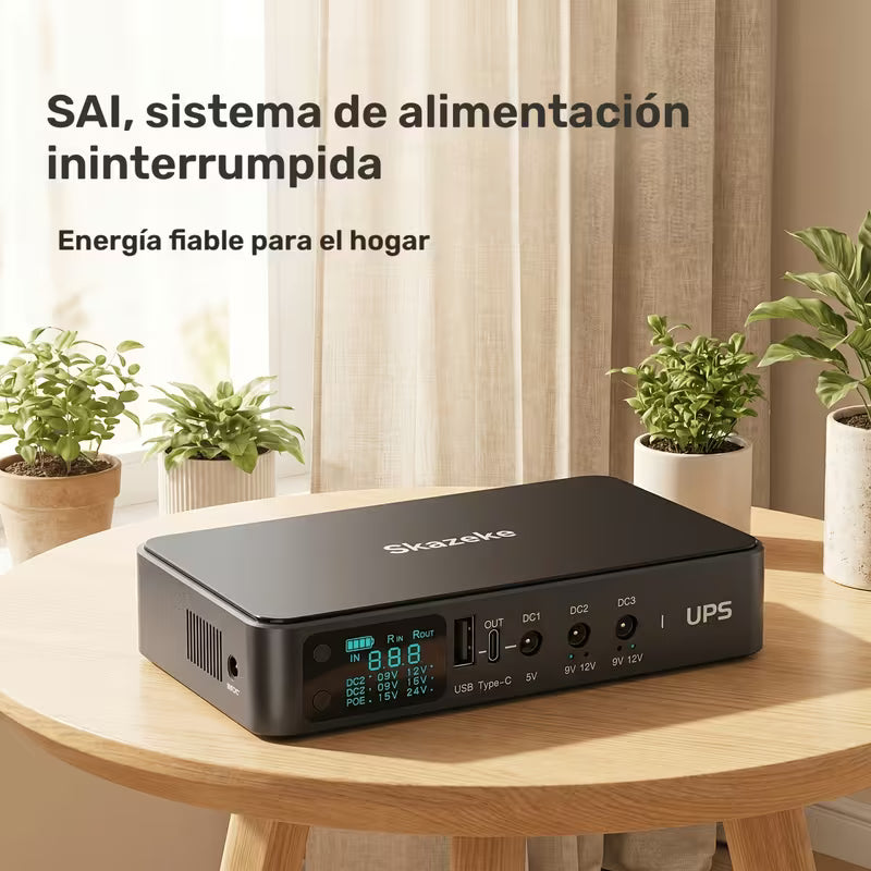 Mini UPS 5/9/12V DC Salida Luz LED 18.000 mAh