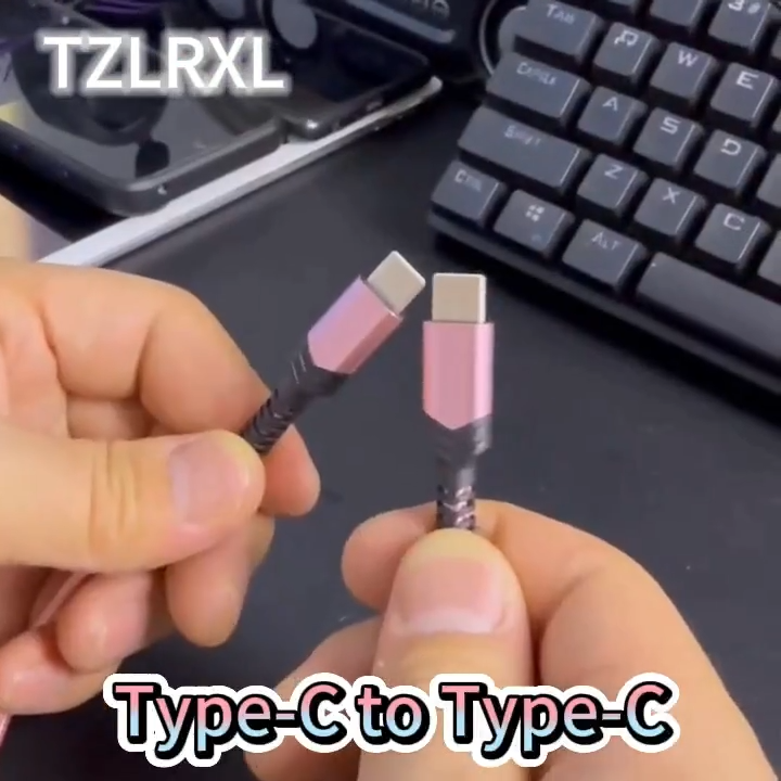 Cable de datos de carga súper rápida, interfaz TYPE C a TYPE C