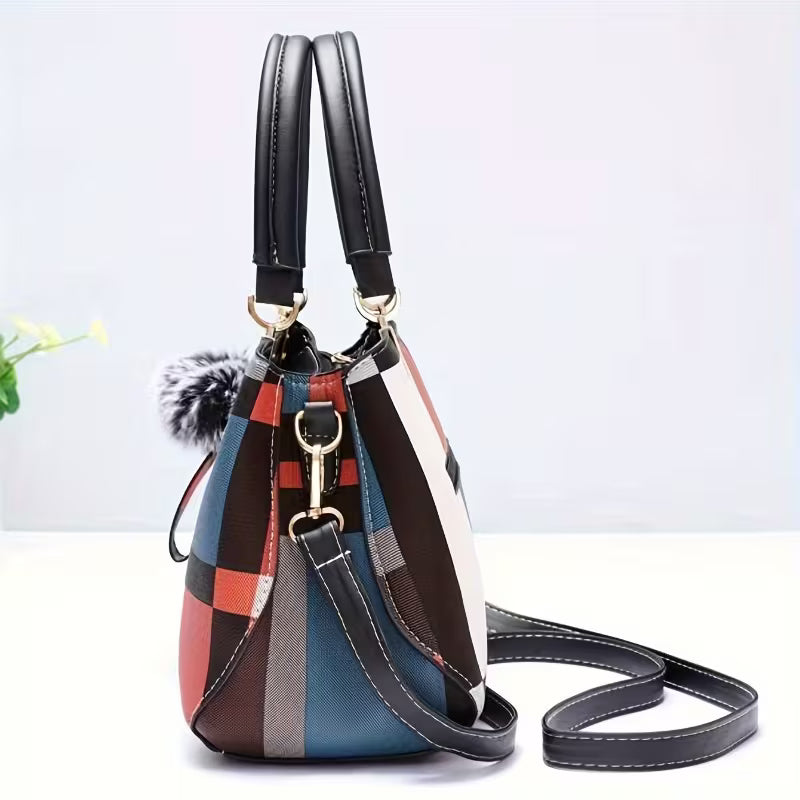 Bolso de mano de cuadros negro