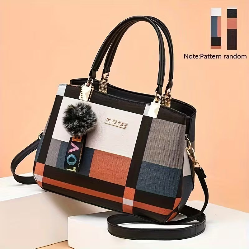 Bolso de mano de cuadros negro