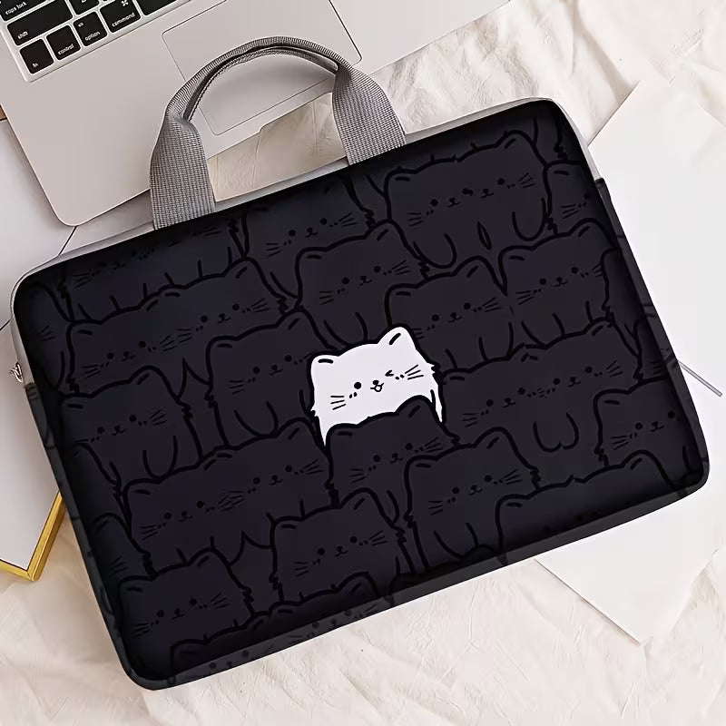 Funda de tela suave para laptop de 15 pulgadas con diseño de gato