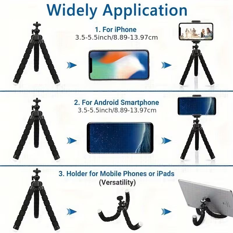 Set de 2 piezas: 1 trípode flexible de pulpo para teléfono y 1 lápiz óptico táctil de color aleatorio