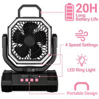 Ventilador recargable de 20000 mAh con luz LED